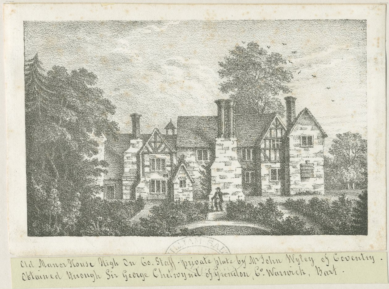 High Onn - Old Manor House: litografi ve [?19th Century] (baskı) by School English