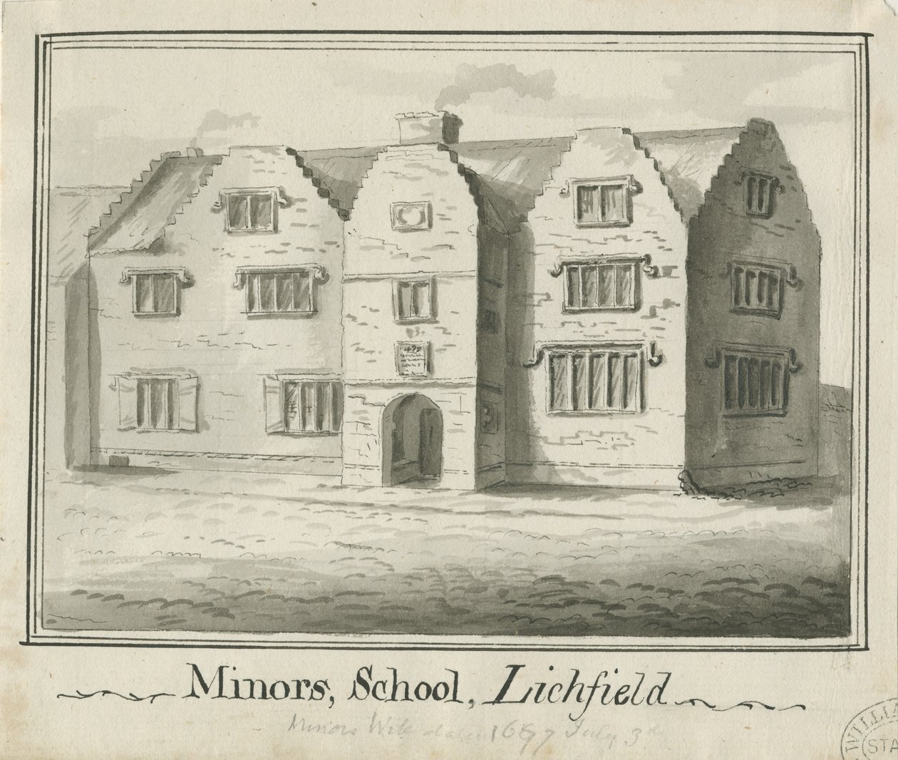 Lichfield - Küçükler Okulu: sepya yıkama çizimi ve [?18. yüzyıl] (çizim) by School English