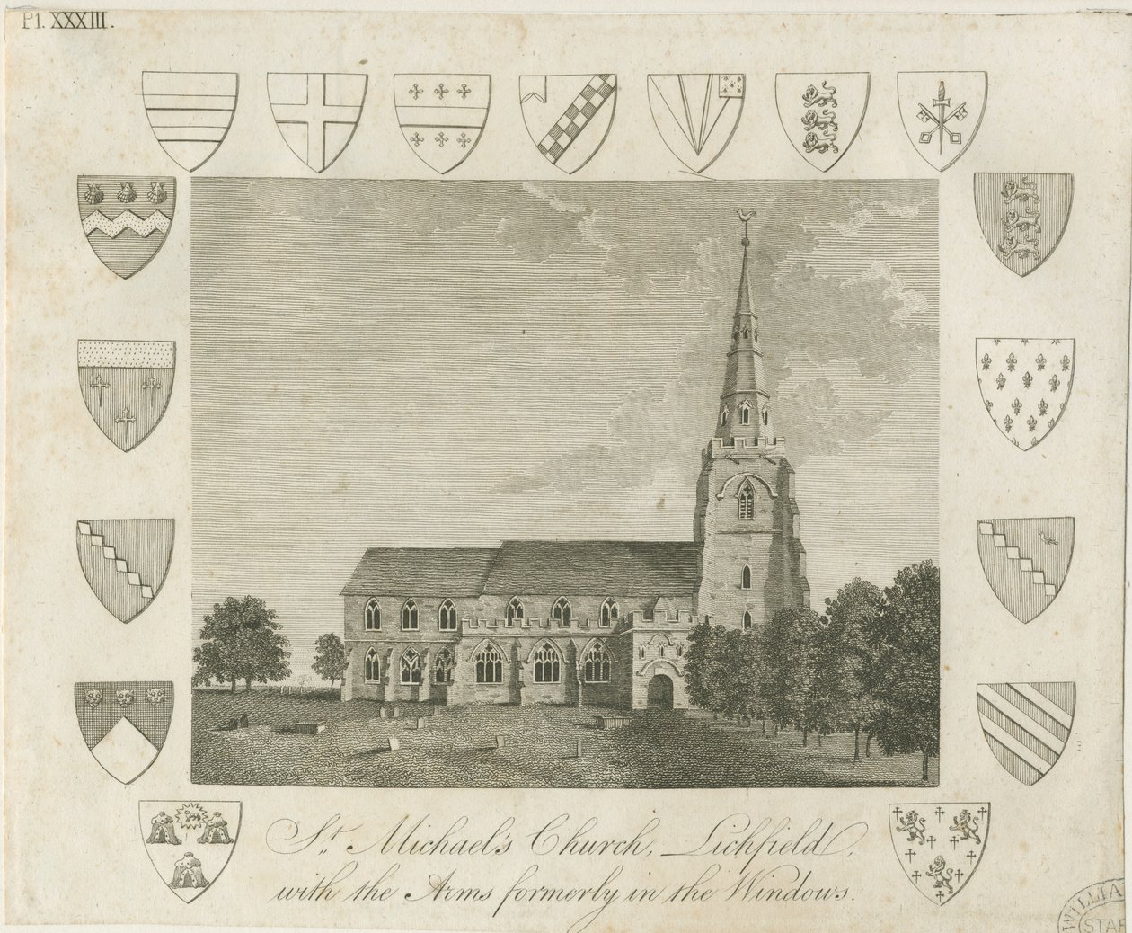 Lichfield - St. Michael Kilisesi: gravür ve [?18. yüzyılın sonları] (baskı) by School English