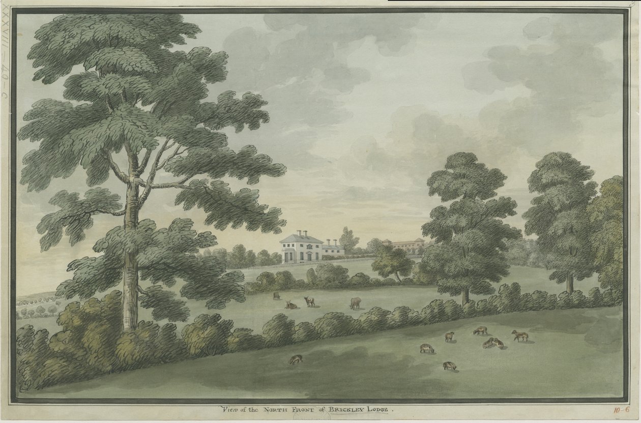 Needwood - Brickley Lodge: sulu boya ve [c 1786] (resim) by School English