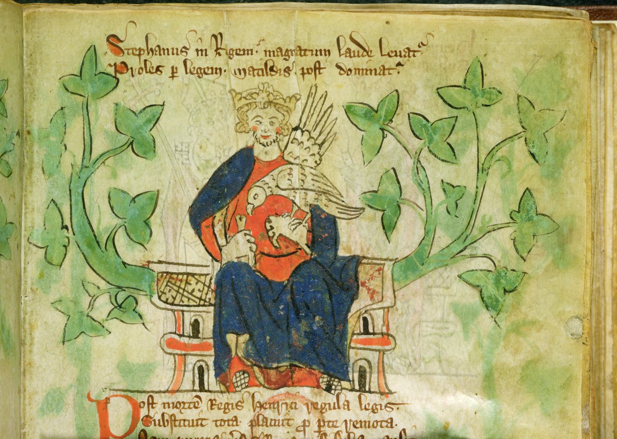 Roy.20 A II f.7 Kral Stephen tahta çıktı, II. Edward döneminde (1284-1327) yazılmıştır. by School English