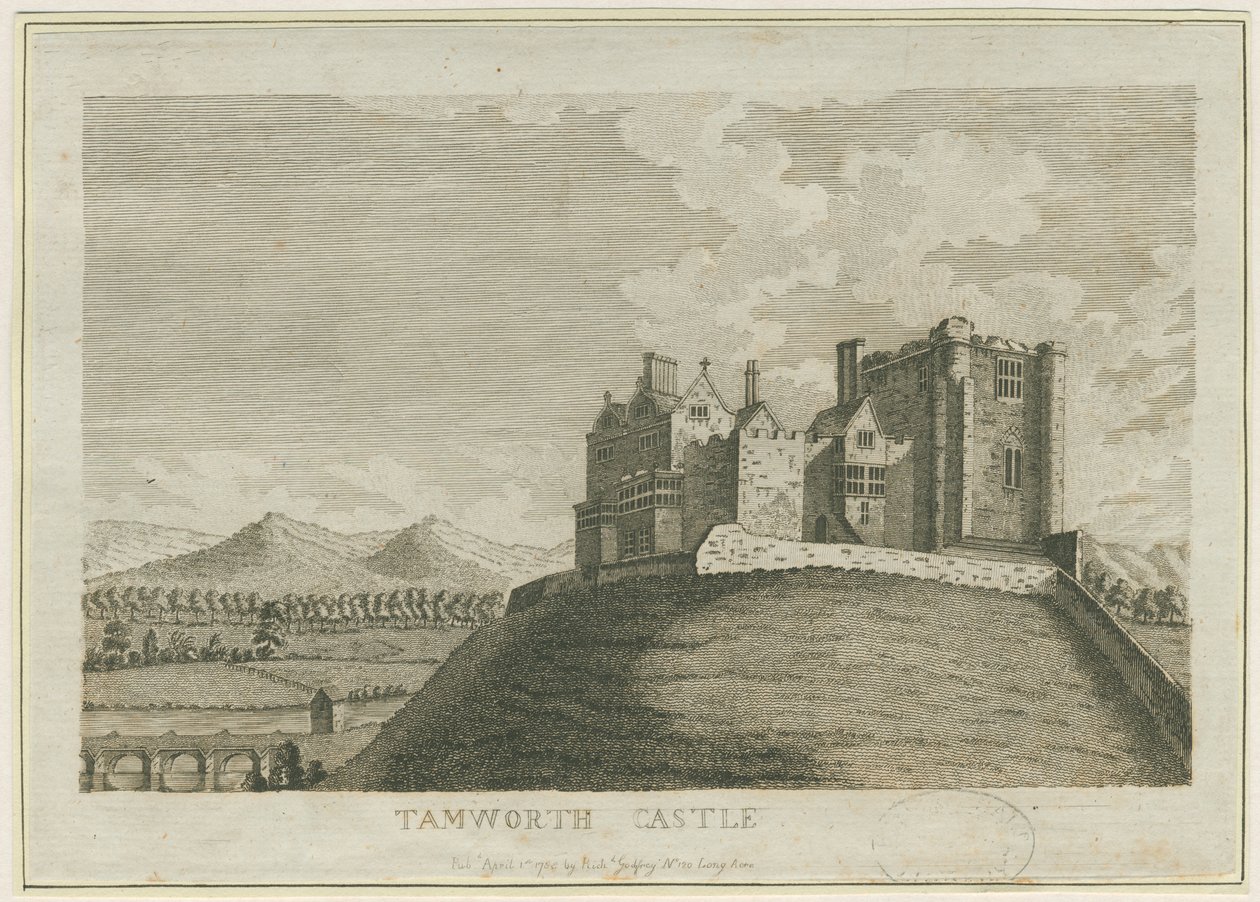 Tamworth Kalesi: gravür, nd [c 1788] (baskı) by School English
