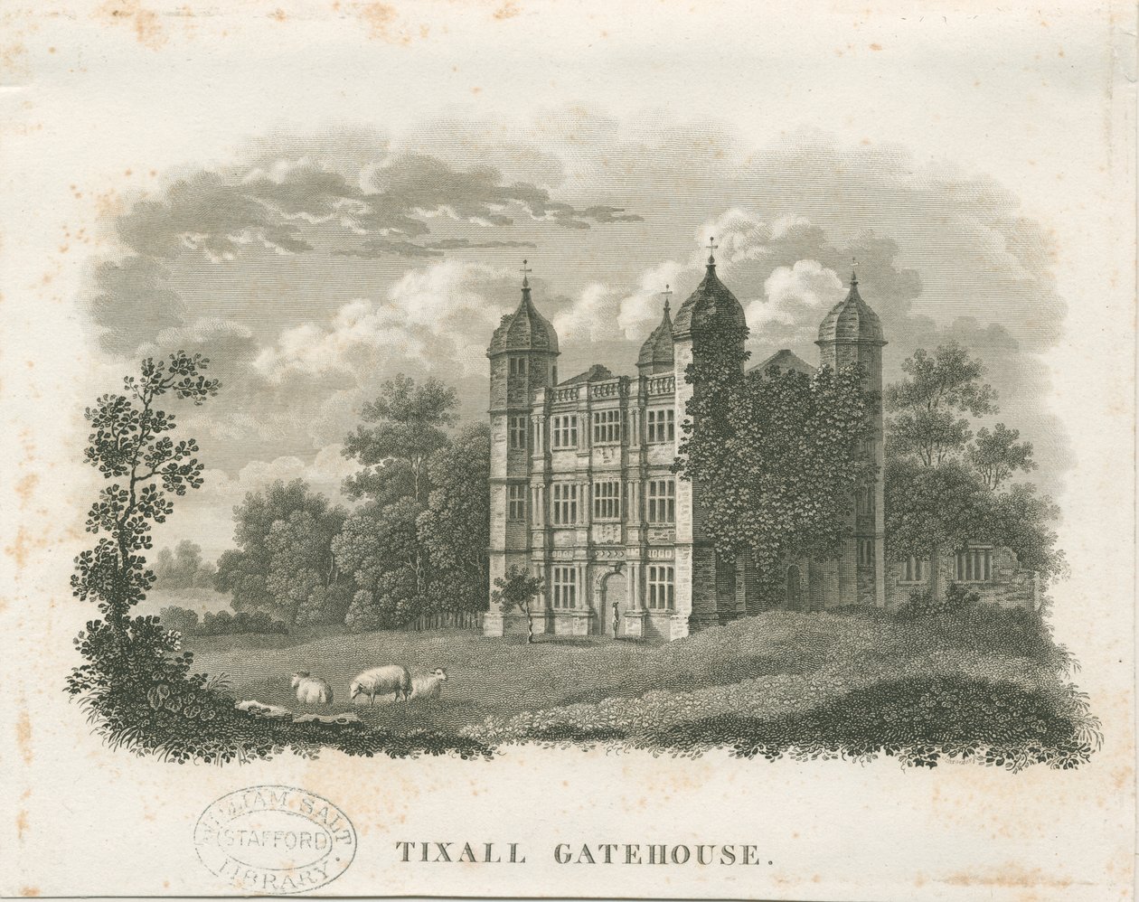 Tixall Hall - Gatehouse: gravür (skeç ve [19. yüzyılın başları] (baskı) by School English