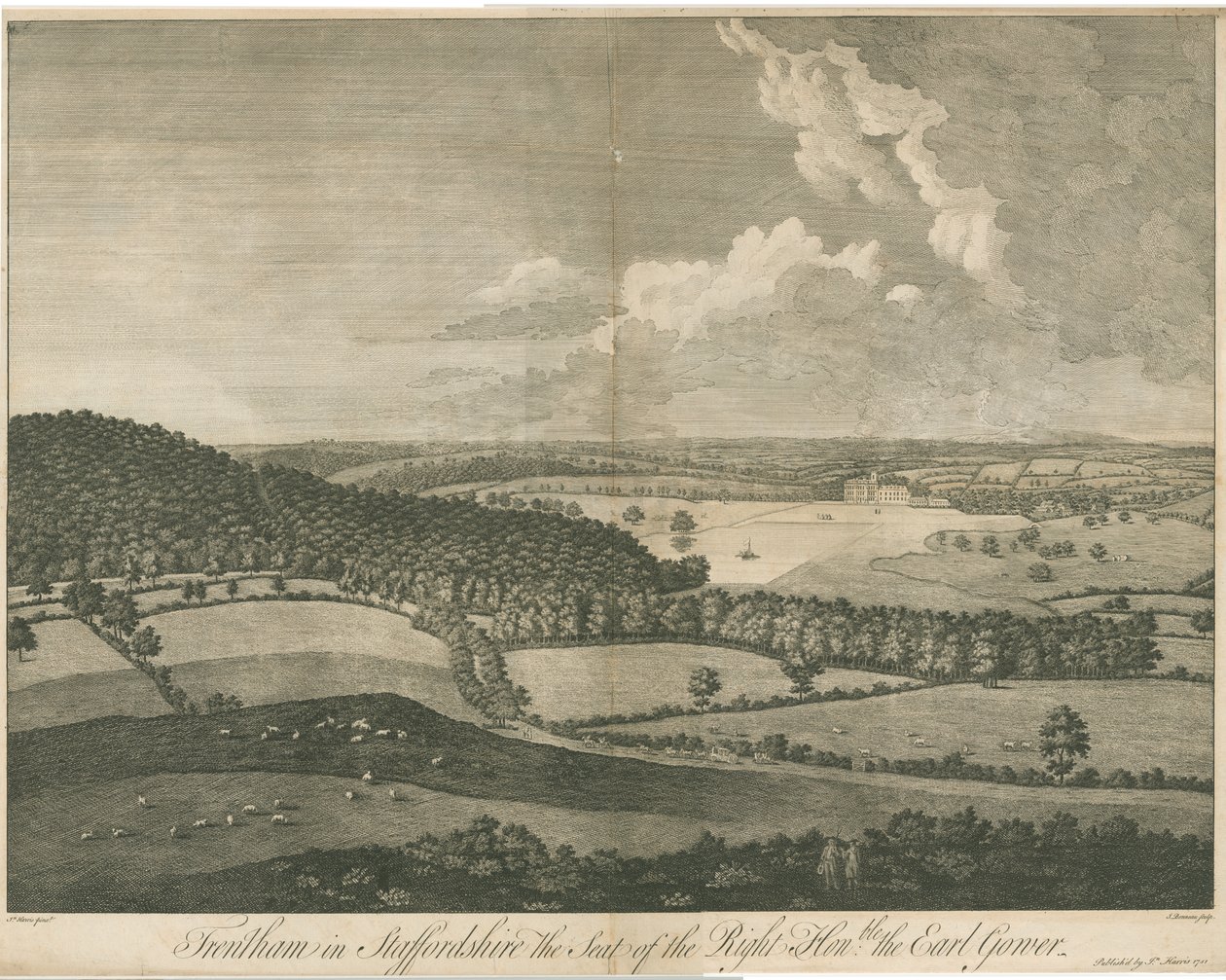 Trentham Hall: gravür, nd [c 1751] (baskı) by School English