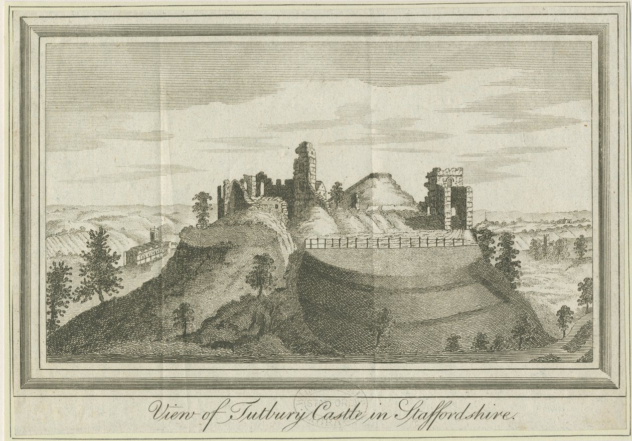 Tutbury Kalesi - Doğu Görünümü: gravür, nd [1731] (baskı) by School English