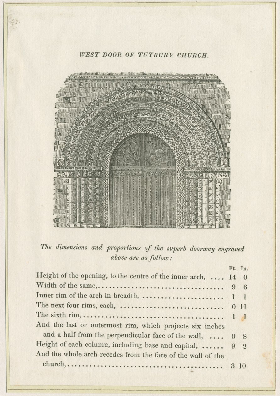 Tutbury Manastırı Kilisesi: Batı Kapısı: gravür, nd [c 1832] (baskı) by School English
