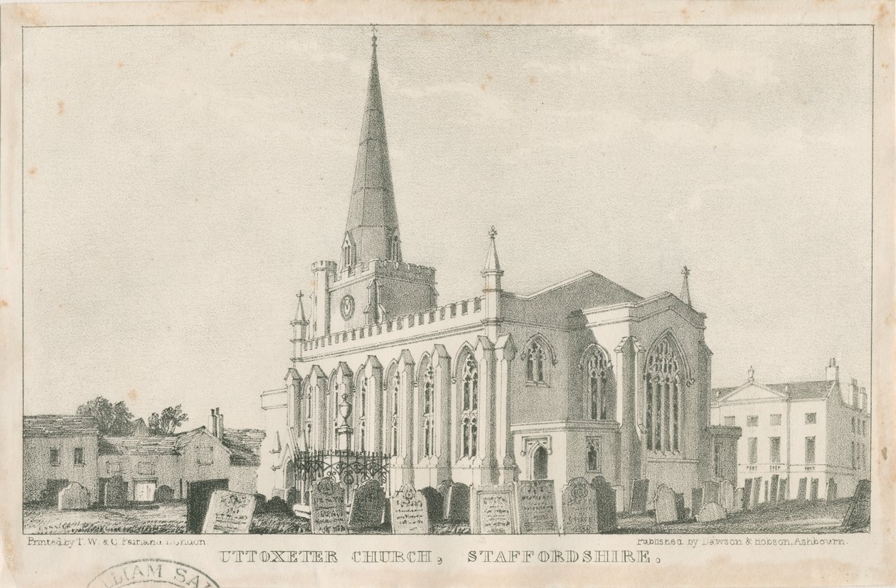 Uttoxeter Kilisesi [Yeni]: litografi, nd [c 1839] (baskı) by School English