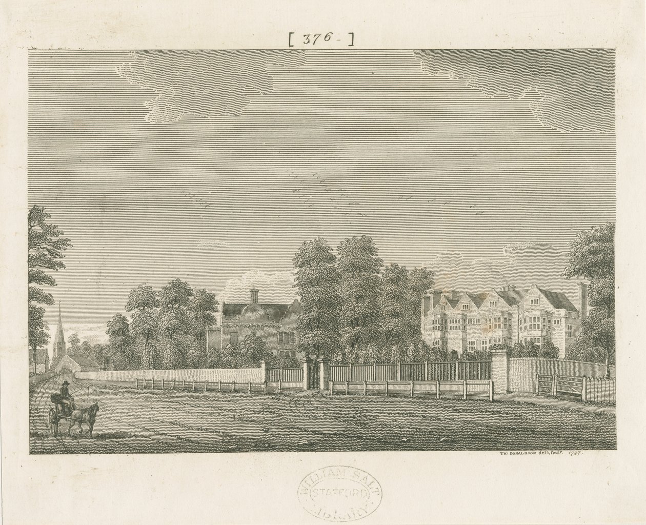 Whittington Hall: gravür by School English