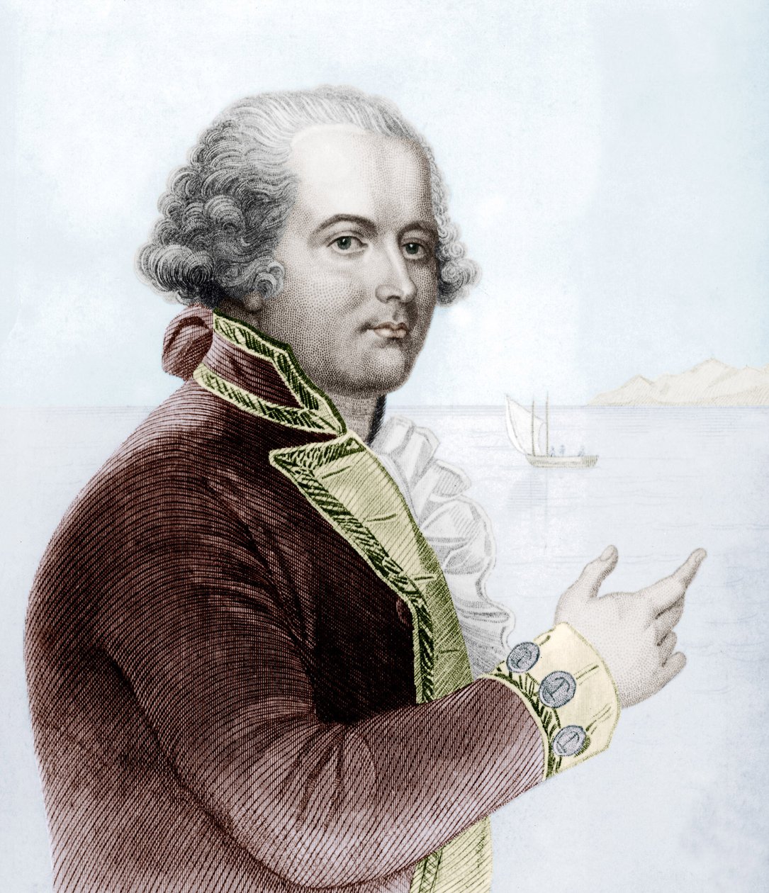 William Bligh (renkli gravür) by School English