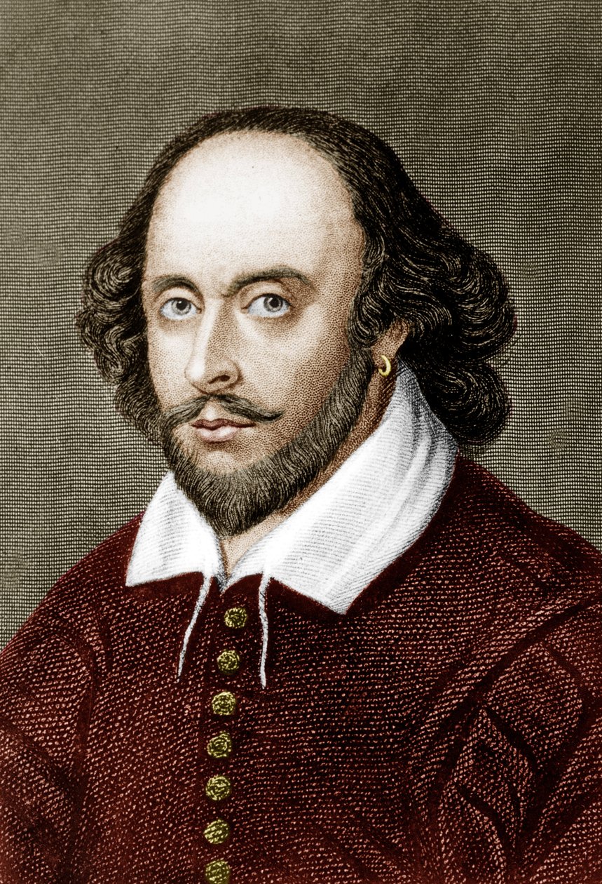 William Shakespeare (renkli gravür) by School English
