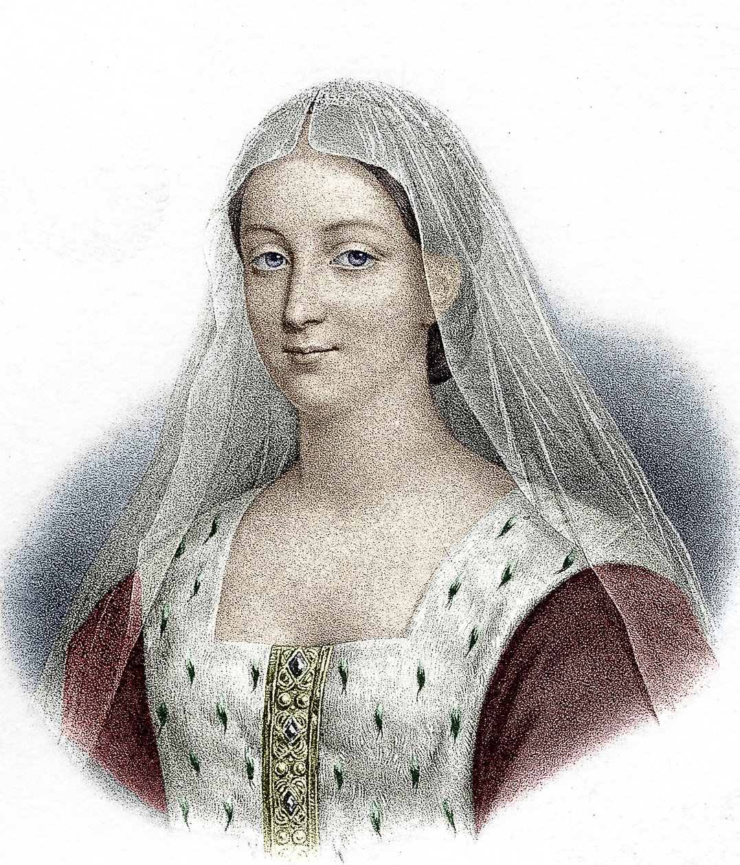 Agnes Sorel, Fransız Kralı VII. Charles'ın Metresi (renkli gravür) by School French