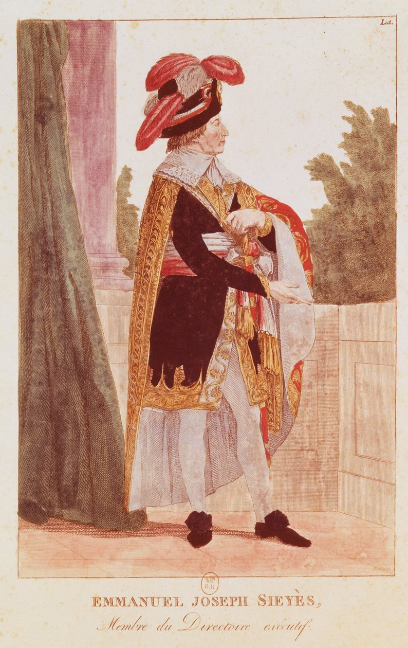 Emmanuel Joseph Sieyes (1748-1836) 18.-19. yüzyıl (renkli gravür) by School French