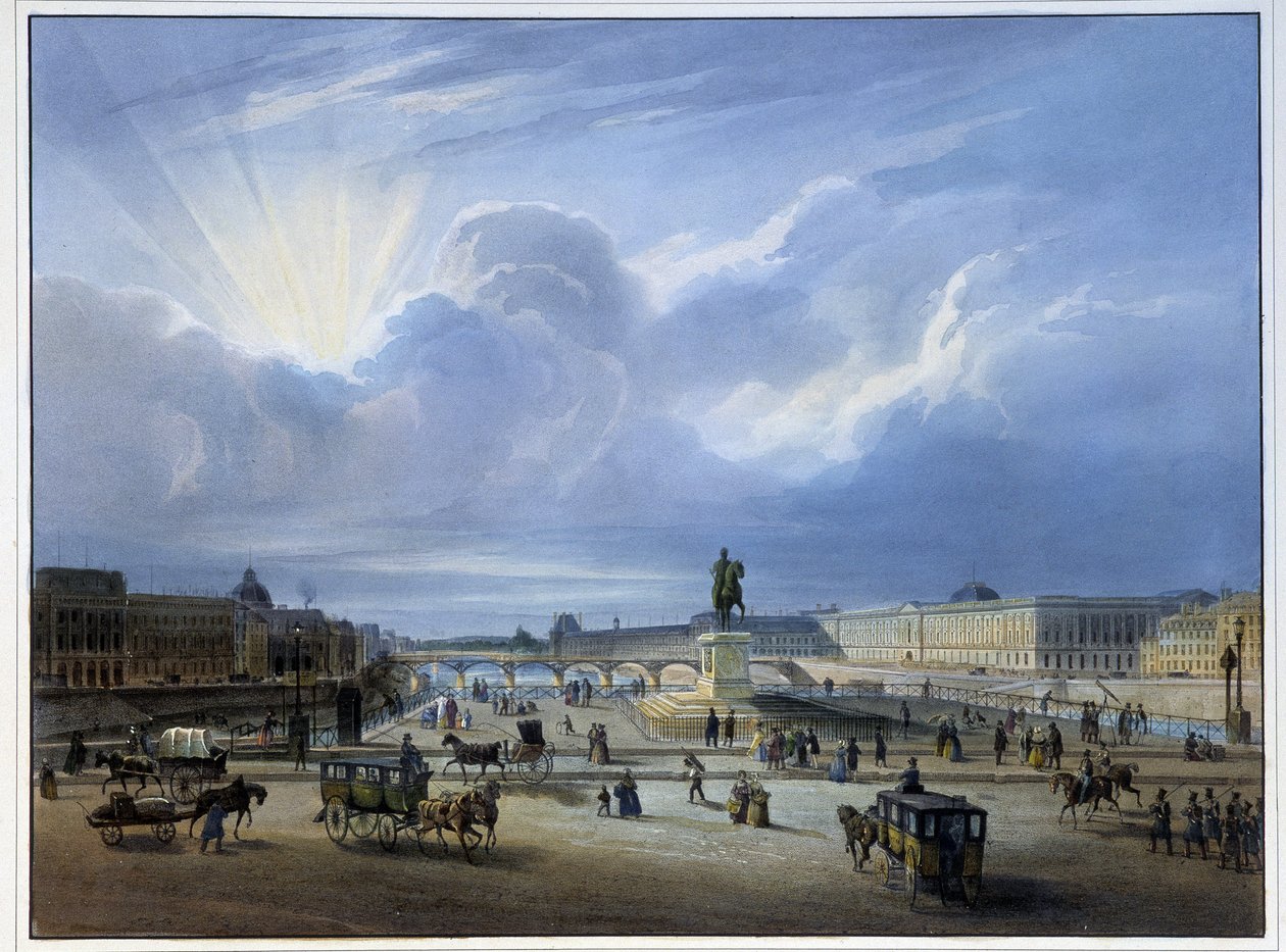 Henry IV heykeli ile Louvre