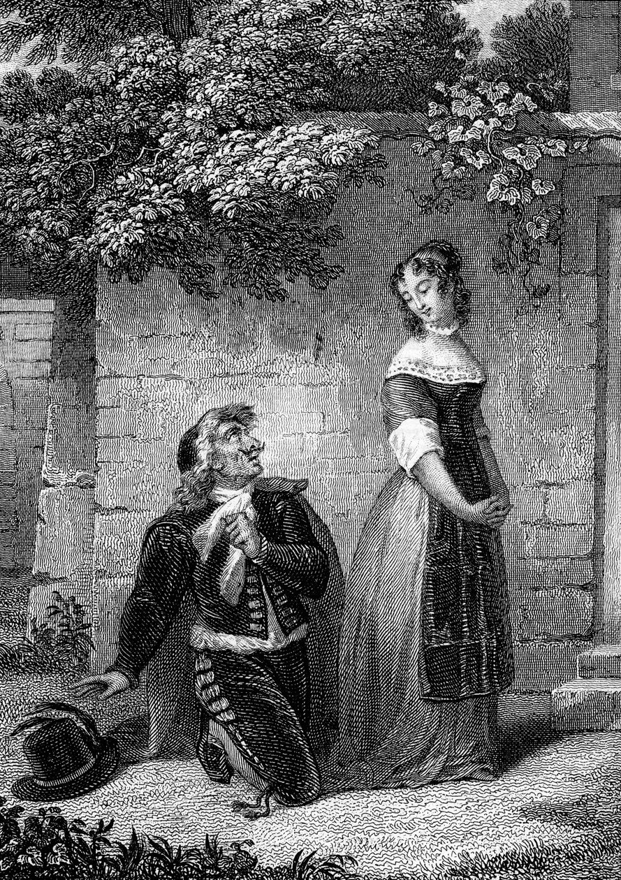 Kadın Okulu, Jean-Baptiste Poquelin dit Moliere (Jean Baptiste Poquelin) tarafından “İşler”den Gravür by School French