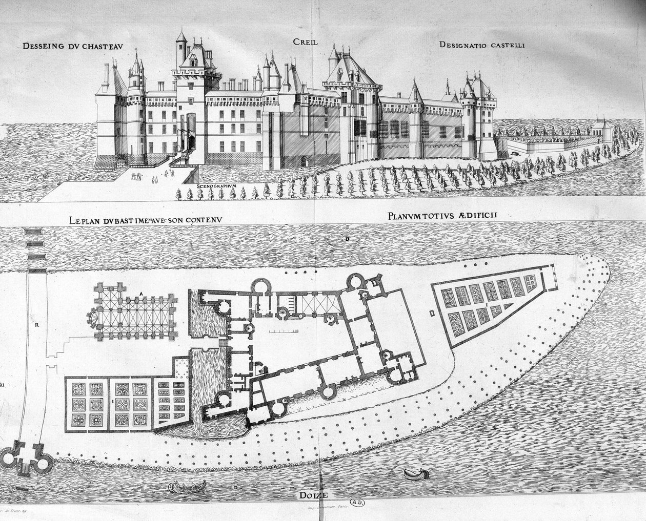 Picardy Chateau de Creil haritası. by School French