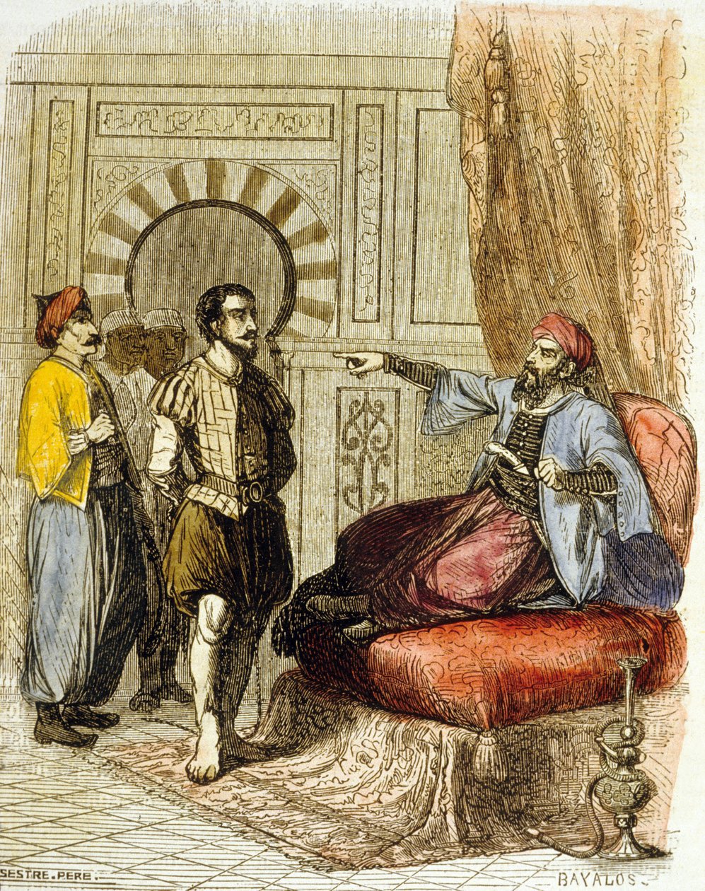 Miguel Cervantes, Azan Baja'nın önünde by School French