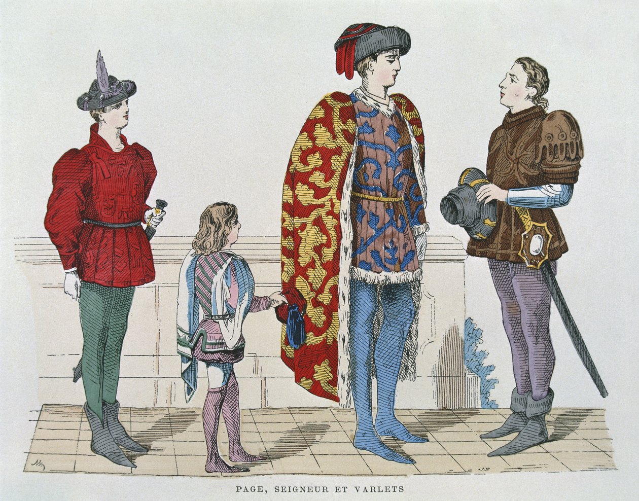 Page boy, lord ve vale (renkli taş) by School French