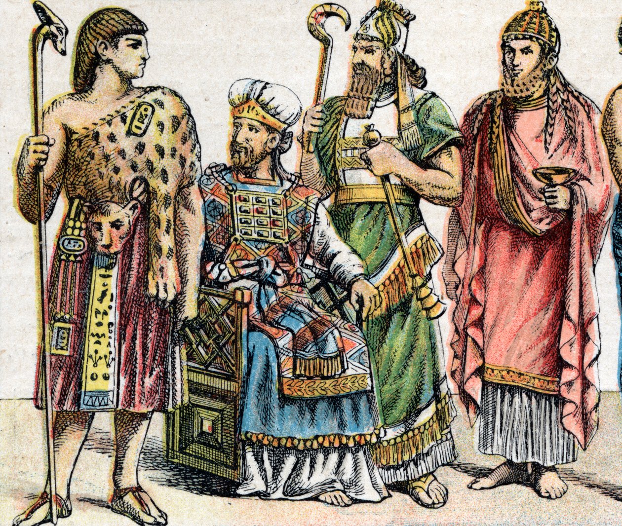 Antik çağda dini kostümler (renkli litho) by School French