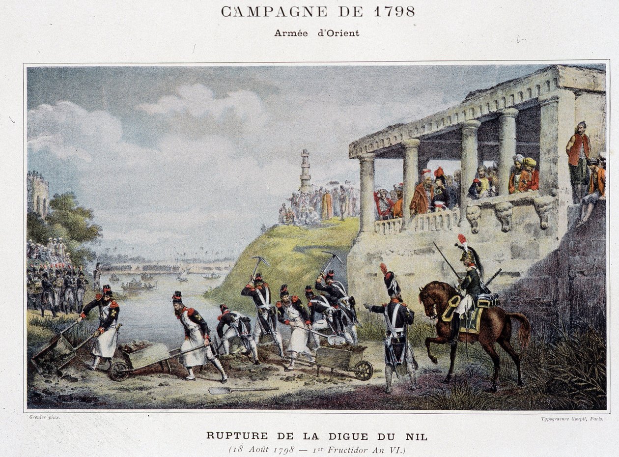 Nil barajının yırtılması - “” Victoires et Conquêtes des Armees Francaises ”de, Paris, n.d. by School French