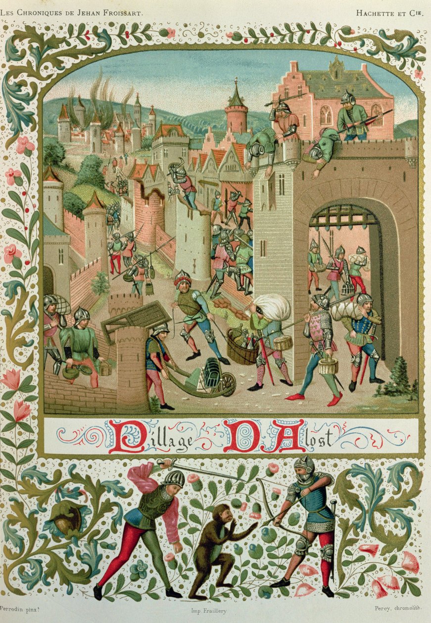 1380'de Ghent sakinleri tarafından Aalst ve Grammont'un yağmalanması, Jean de Froissart'ın 'Chroniques' el yazmasından (c.1337-c.1405) (faks baskısı) by School French