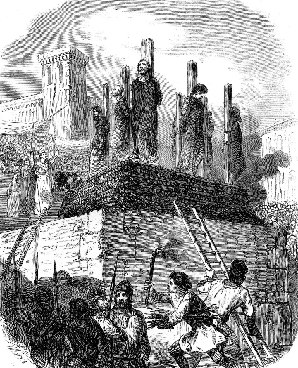 Albigensian Haçlı Seferi (gravür) by School French