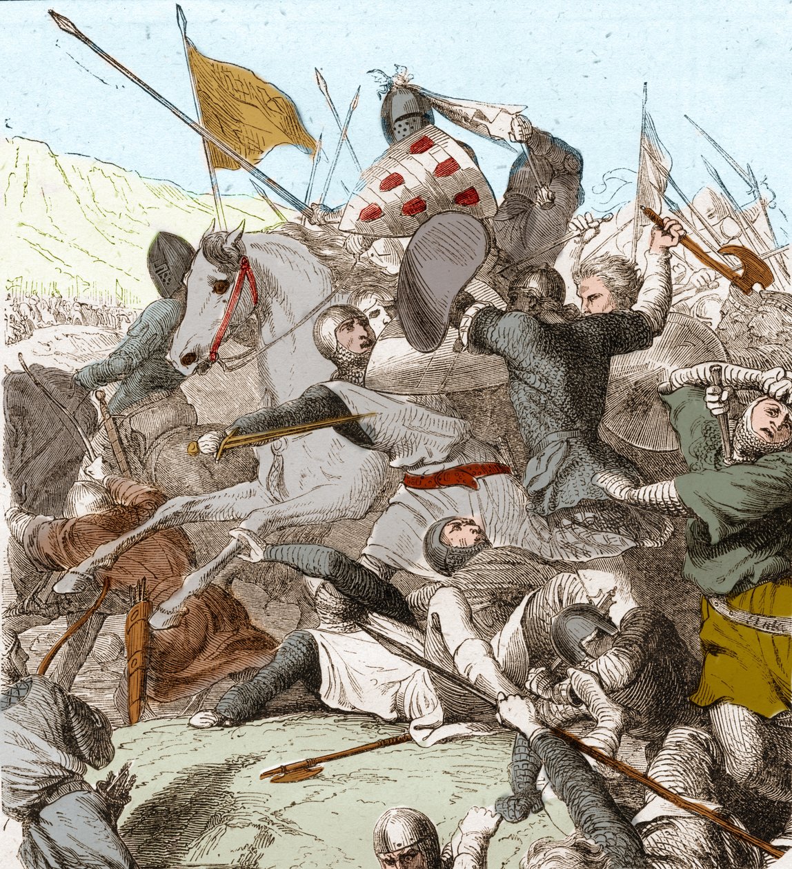 Hattin Muharebesi, 4 Temmuz 1187 (renkli taş) by School French