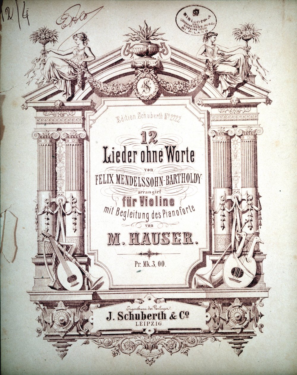12 Sözsüz Lieder, piyano eşliğinde, Felix Mendelssohn (lito) by School German