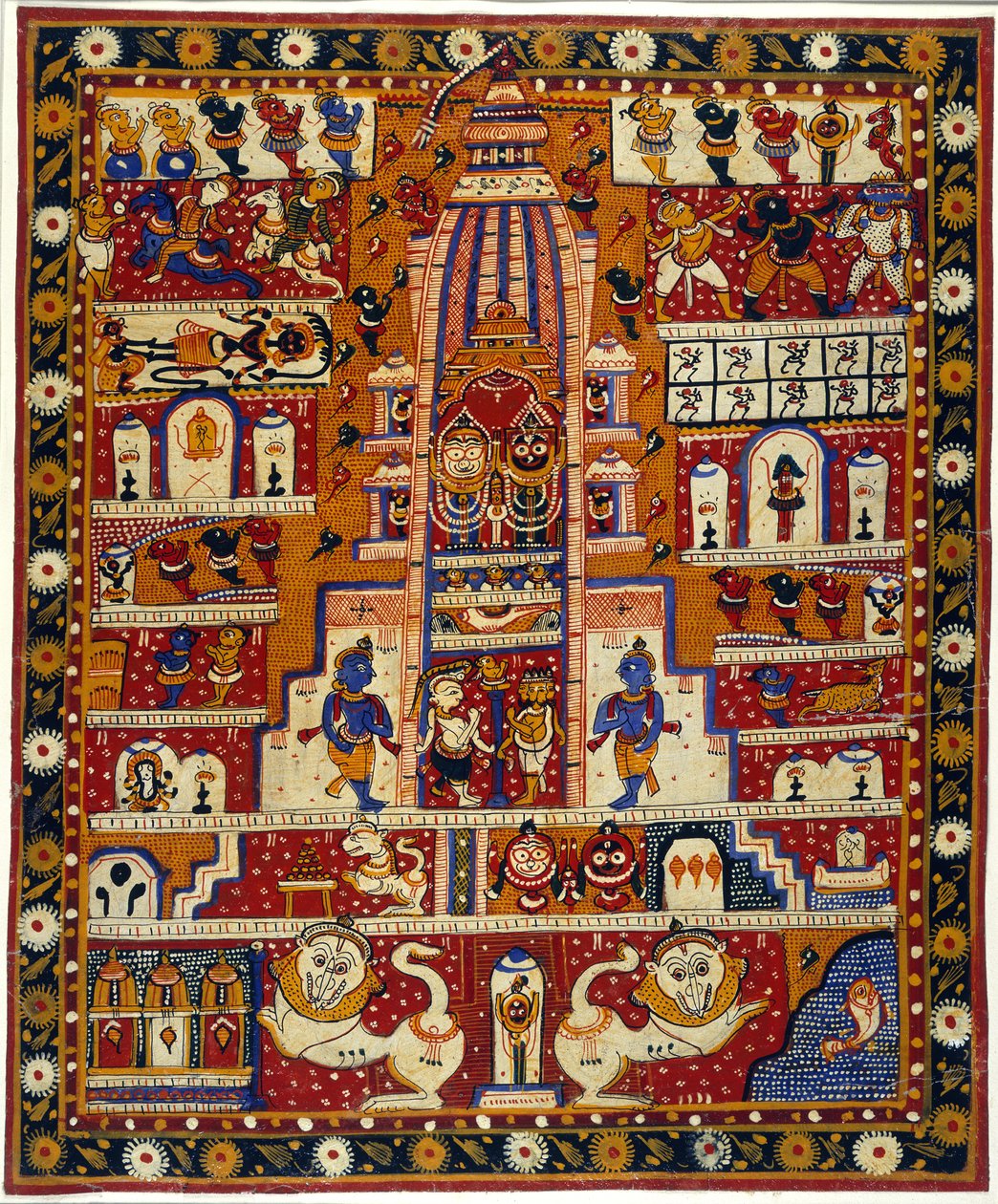 MS veya 3721 Jagannath Tapınağı Diyagramı, c.1930 ekleyin (kağıt üzerine sulu boya) by School Indian