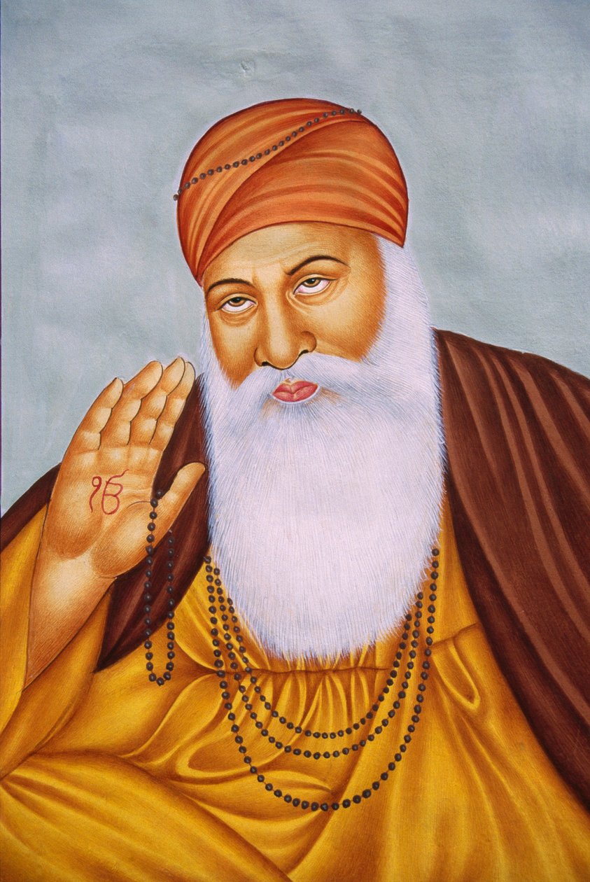 Lord Guru Nanak Kağıt Üzerine Minyatür Tablo by School Indian