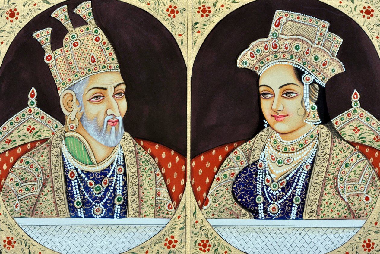 Bhadur Shah Zafer#39;in Jeenat Mahal ile Minyatür Tablosu Hindistan Asya by School Indian