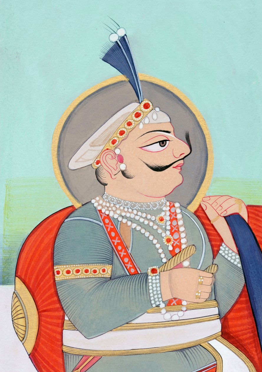 Maharaja Prithviraj Chauhan Ajmer#39;in Minyatür Tablosu by School Indian