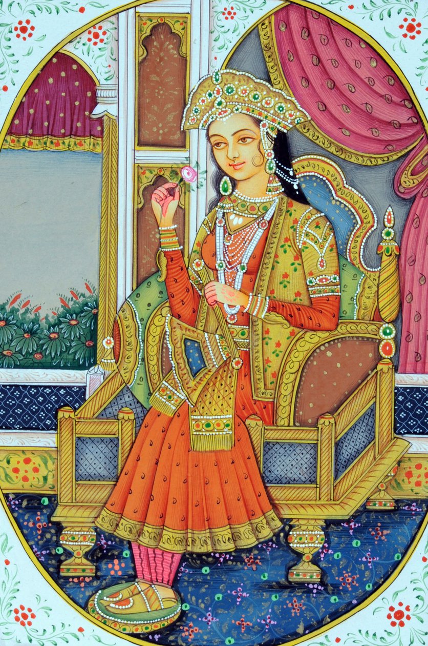 Babür Kraliçesi Mümtaz Mahal#39;in Minyatür Tablosu by School Indian