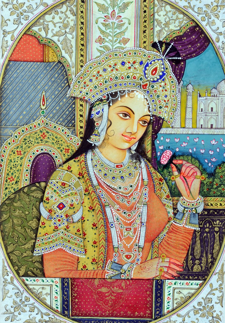 Babür Kraliçesi Mumtaj Hindistan Asya#39;nın Minyatür Tablosu by School Indian