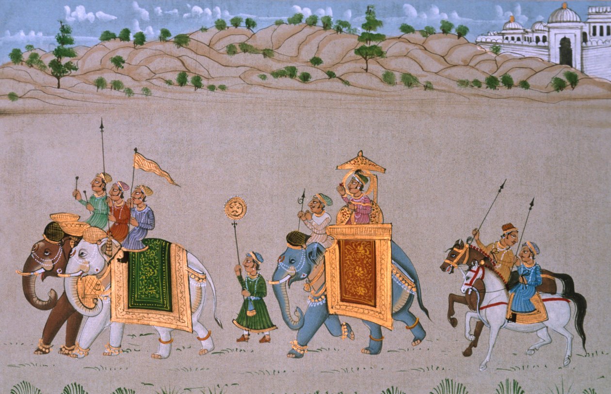 İpek Üzerine Minyatür Resim, Kraliyet Alayı by School Indian