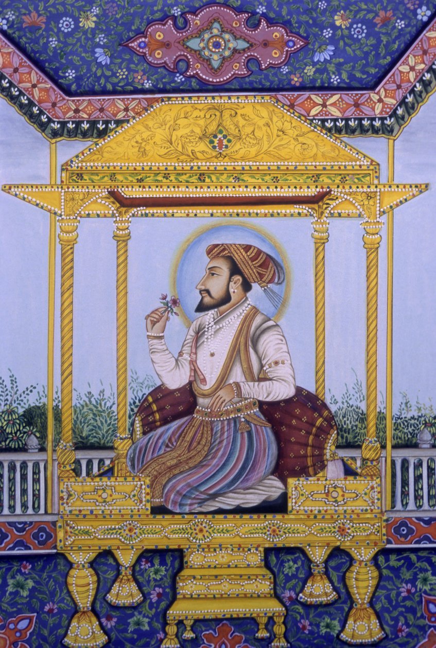 Babür İmparatoru Şah Cihan Minyatür Tablosu by School Indian