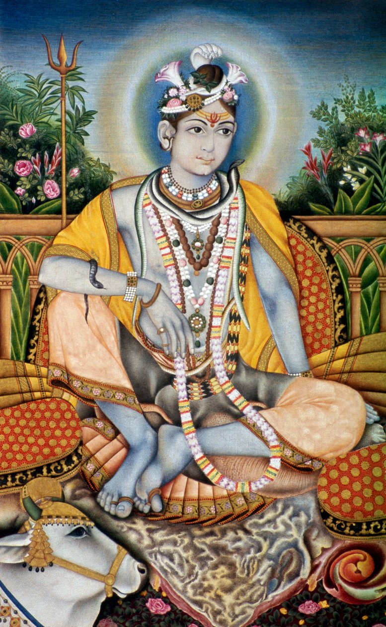 Rajrajeswer (Lord Shiva Shanker) Kağıt Üzerine Minyatür Resim by School Indian