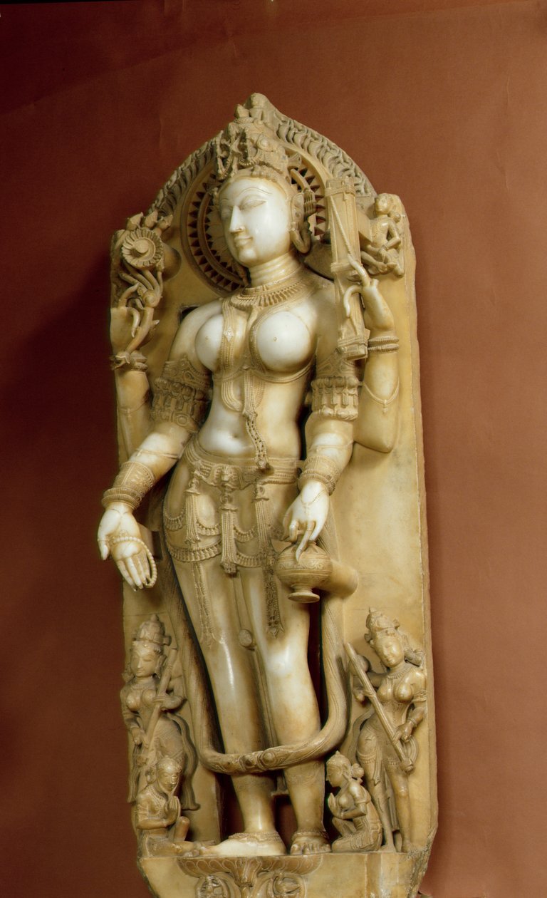 Sarasvati, Öğrenme Tanrıçası, Pallu, Rajasthan, Chauhan hanedanı (mermer) by School Indian