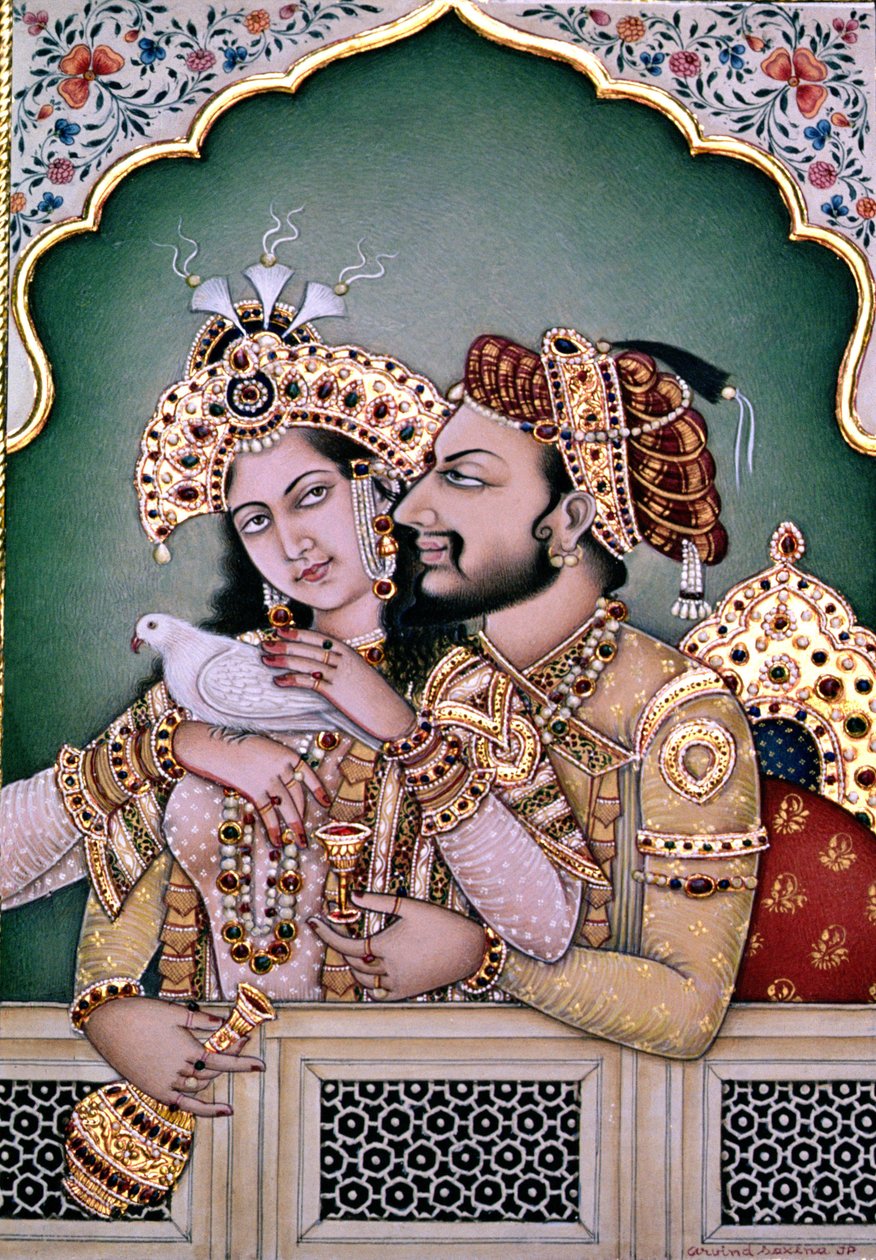 Şah Cihan (1592-1666) ve Eşi Ercümend Banu Begüm (ö.1631) Mümtaz-i Mahal by School Indian