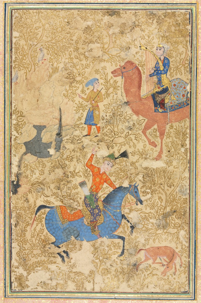 Bahram Gur ve Azada, Firdevsi'nin Şehname'sinden (Krallar Kitabı) (940-1019 veya 1025) by School Iranian