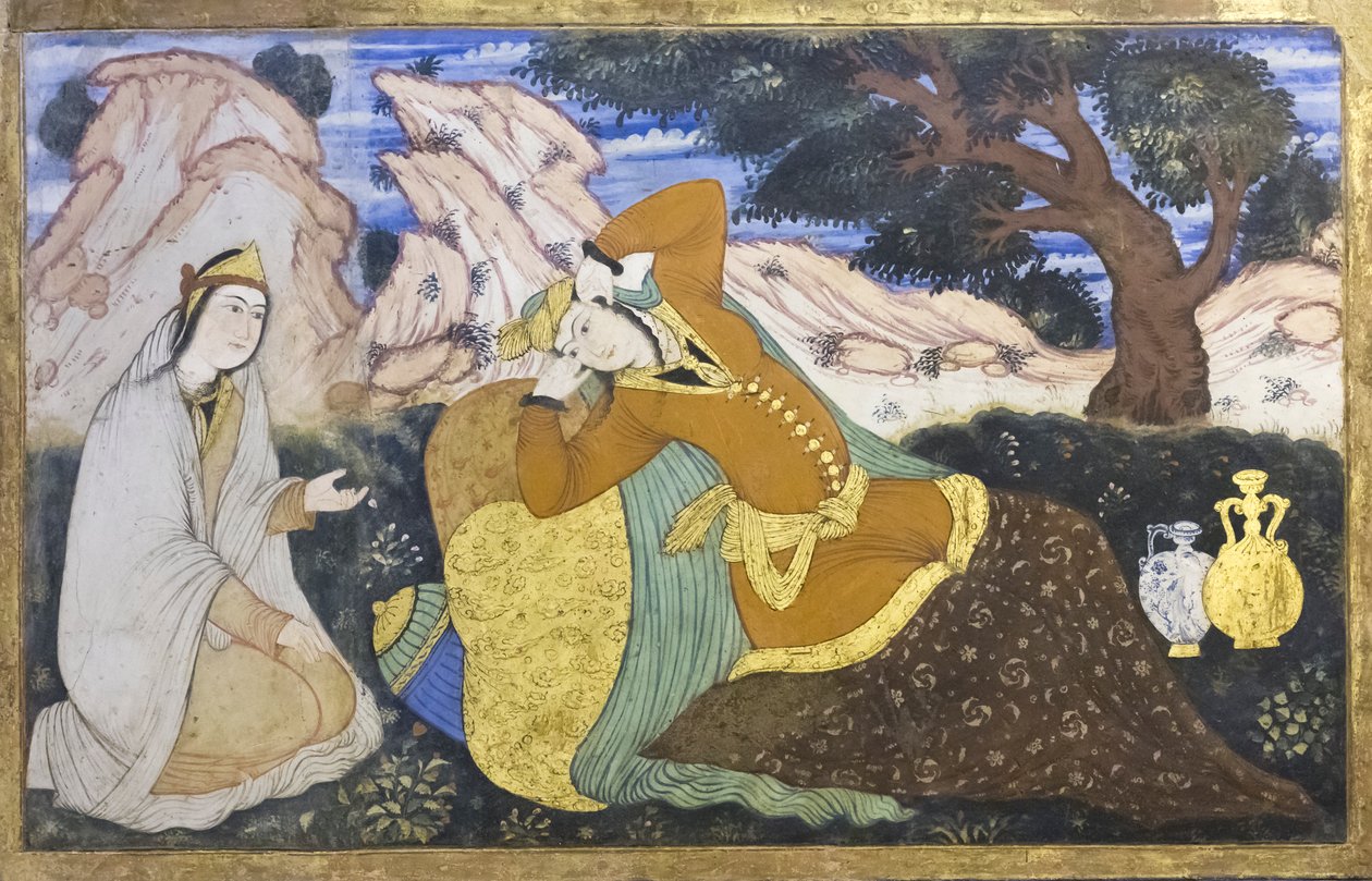 Chehel Sotoun sarayında fresk, İsfahan, İran by School Iranian