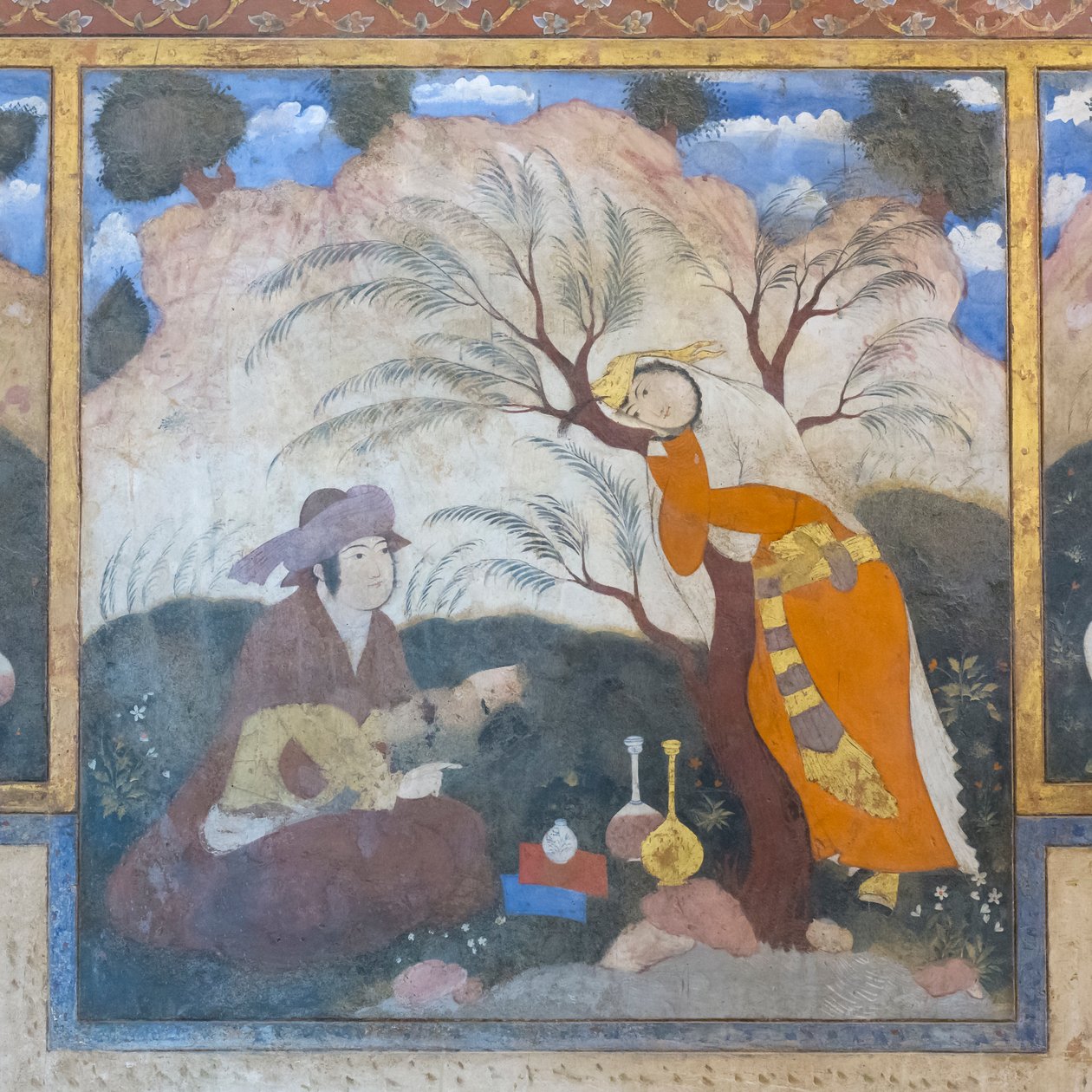 Chehel Sotoun sarayında fresk, İsfahan, İran by School Iranian
