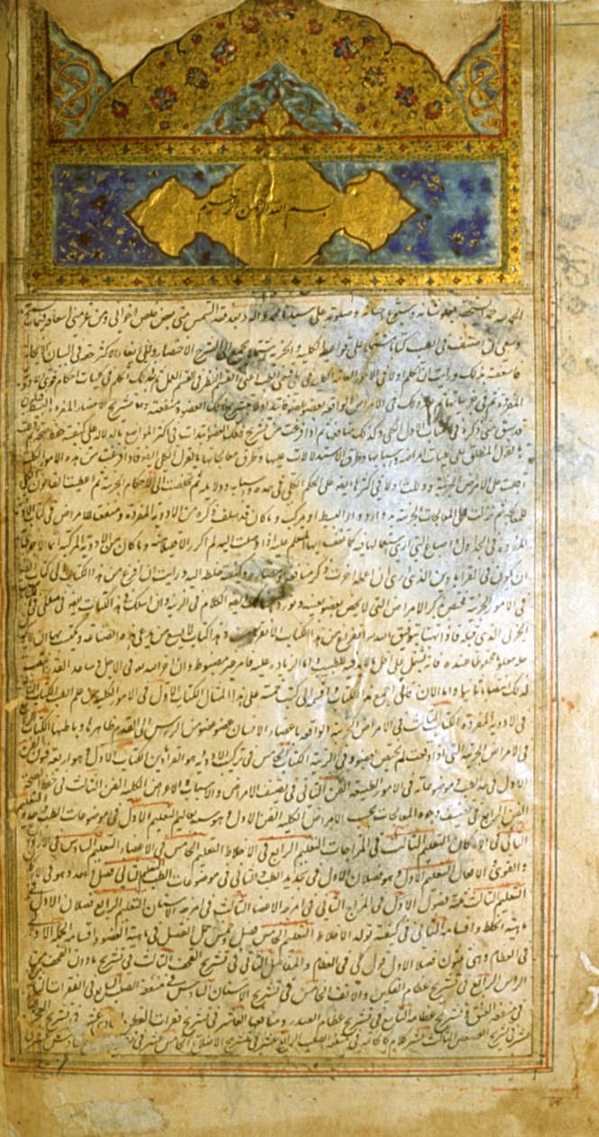 Avicenna'nın The Canon of Medicine (al-Qānūn fī aṭ-Ṭibb) adlı kitabından bir sayfa by School Iranian