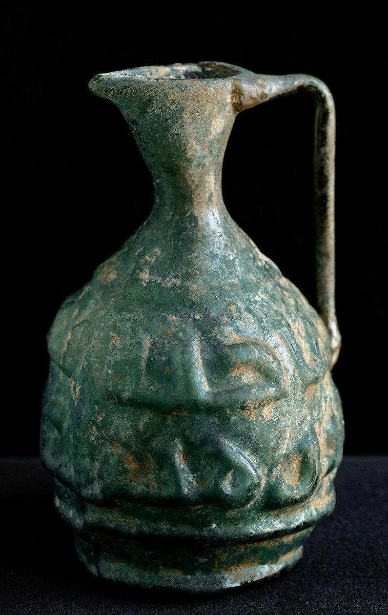 Yazılı küçük cam amfora. 9-10. yüzyıl Irak