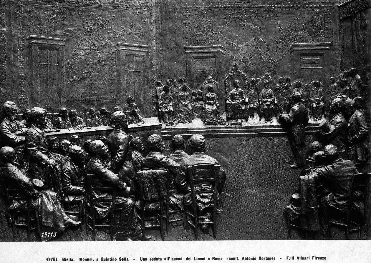 Roma'daki Lincei Akademisi Oturumu (bronz) (s/b fotoğraf) by School Italian