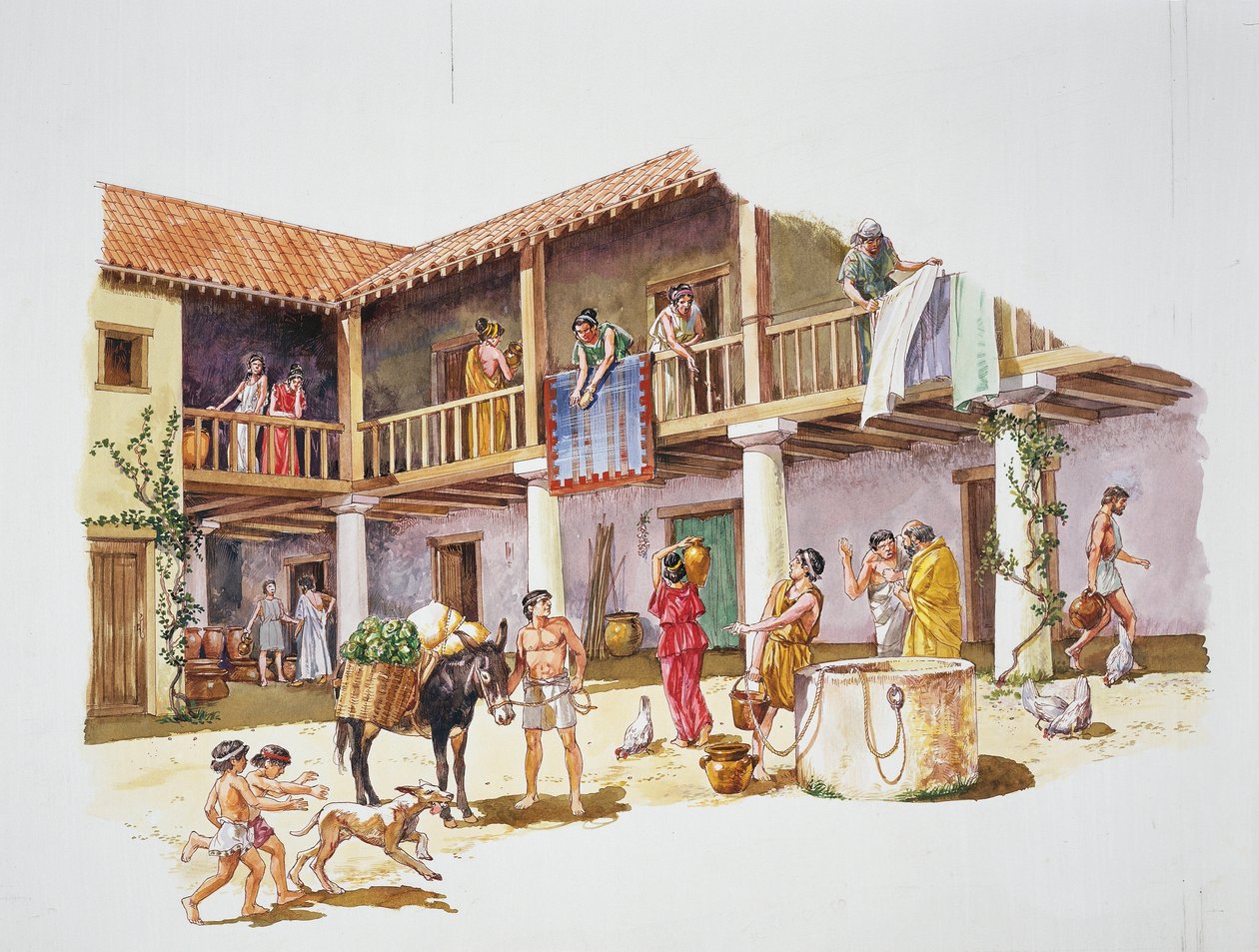 Antik Atina - bir evin yeniden inşası (renkli taş) by School Italian