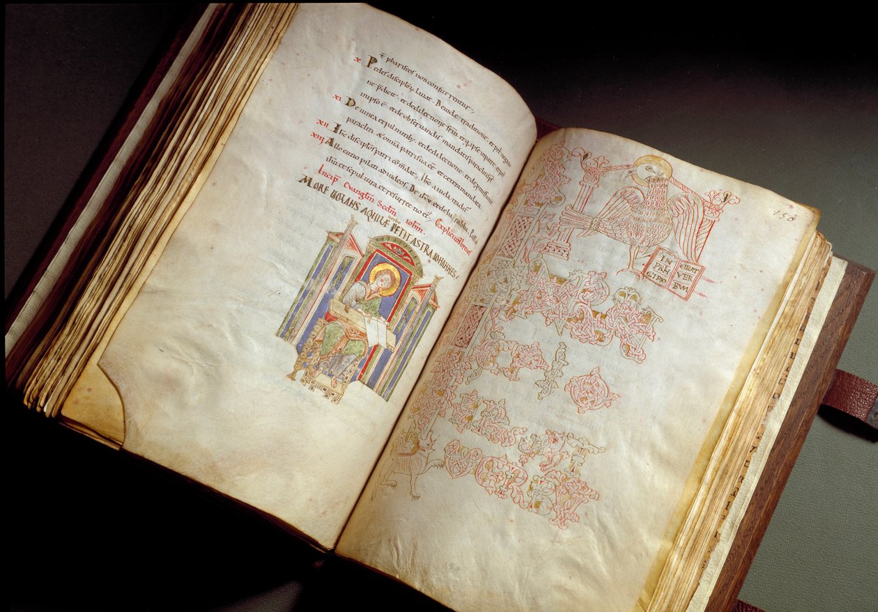 Evanjelik. Farfa manastırından kodeks. (Ms. E 16 folii 149v. 150r.) Roma, Biblioteca Vallicelliana by School Italian