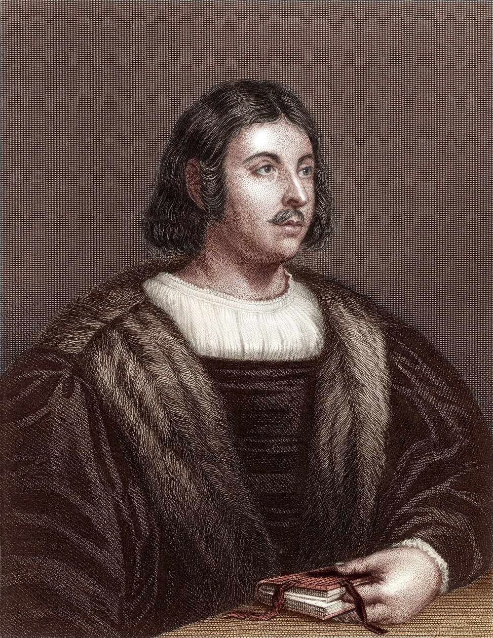 Giovanni Boccaccio (renkli gravür) by School Italian
