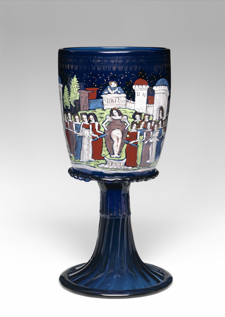 Kadeh, c.1475-1500 (cam, emaye ve yaldızlı) by School Italian