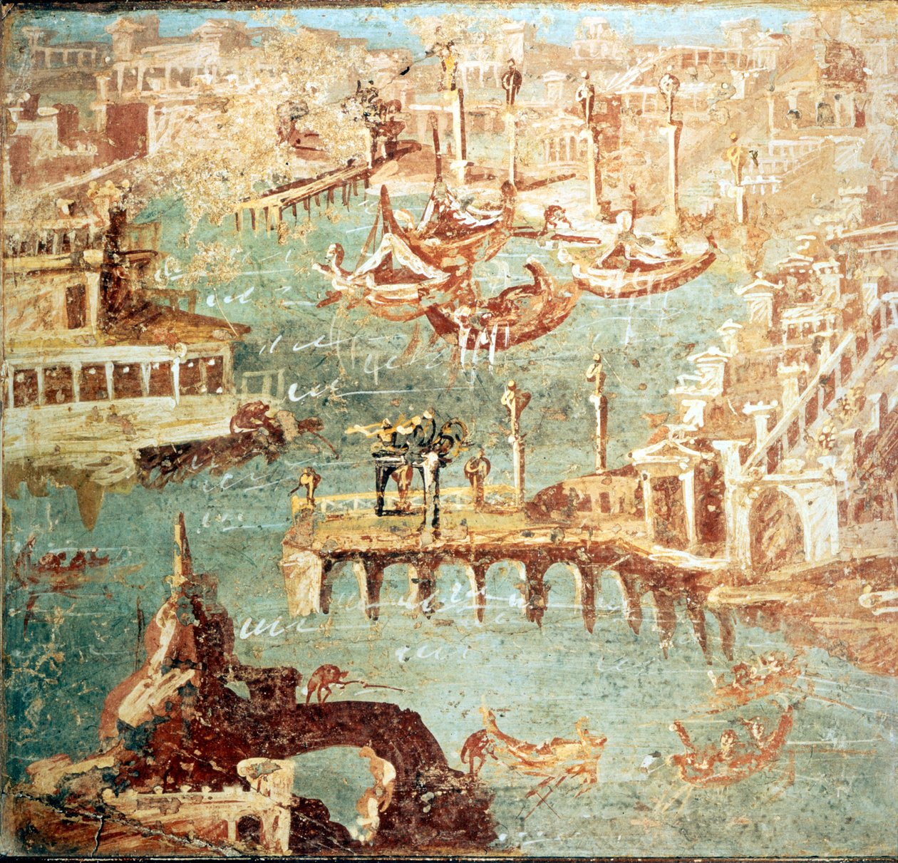 Napoli yakınlarındaki Pozzuoli Limanı (Pozzuoli). Museo Nazionale de Naples by School Italian