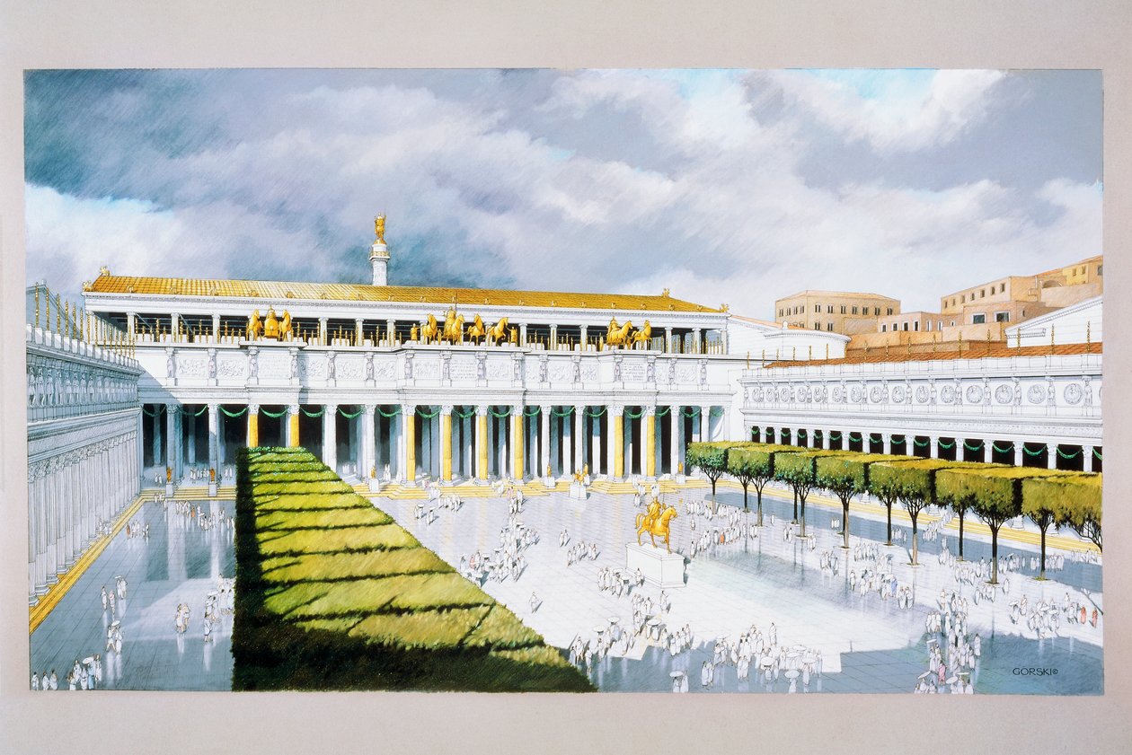 Trajan Forumu, Roma meydanının yeniden inşası (renkli taş) by School Italian